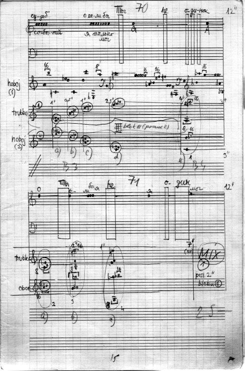 Ukázka partitury Panychida Pasternakovi