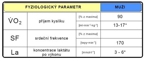 Fyziologické  parametry během sportovního výkonu (upraveno dle Havlíčková 1993*).