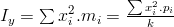 I_y=\sum{x_i^2}.m_i=\frac{\sum{x_i^2}.p_i}{k}