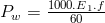 P_w=\frac{1000.E­_1.f}{60}