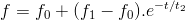 f=f_0+(f_1-f_0).e^{-t/t_2}