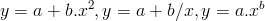 y=a+b.x^2, y=a+b/x, y=a.x^b