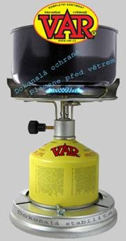 Sestava plynového vařiče VAR 2 s plynovou kartuší a doplňky