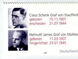 Claus Schenk Graf von Stauffenberg auf einer deutschen Briefmarke anlasslich seines 100. Geburtstages 2007