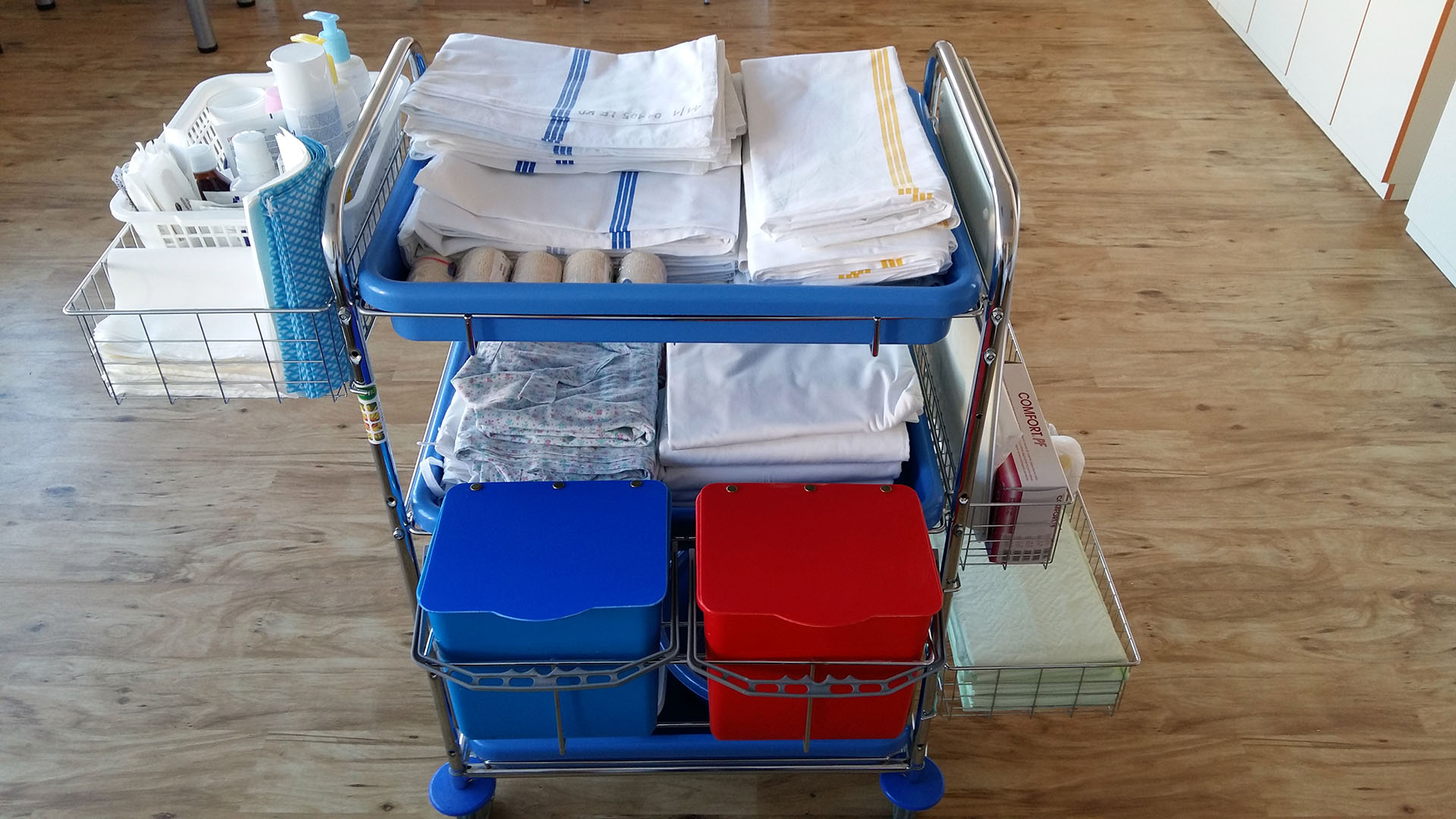 Trolley with hygienic care equipment