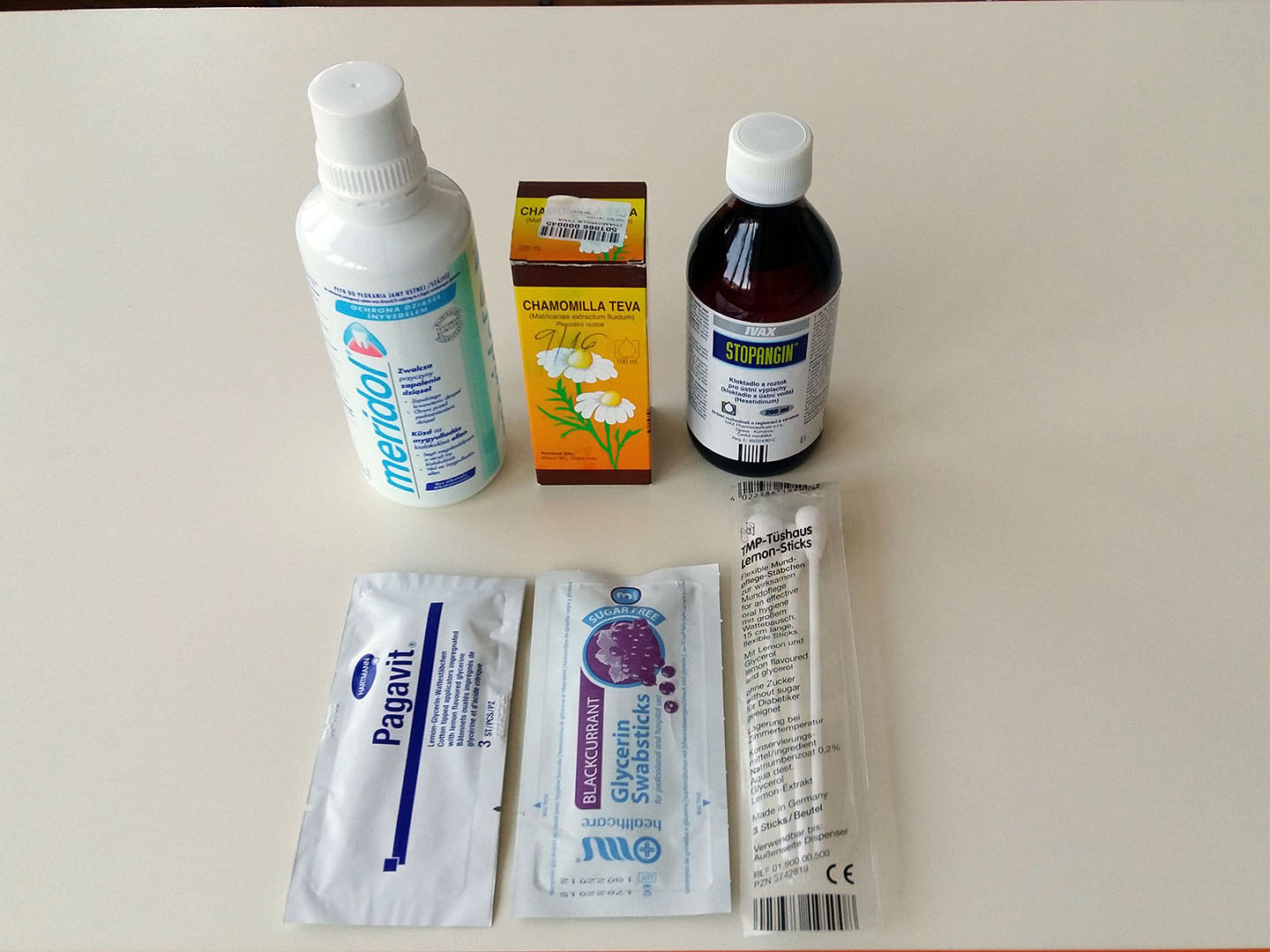 Requisites for oral cavity care (oral solution and oral swab sticks) – special oral care