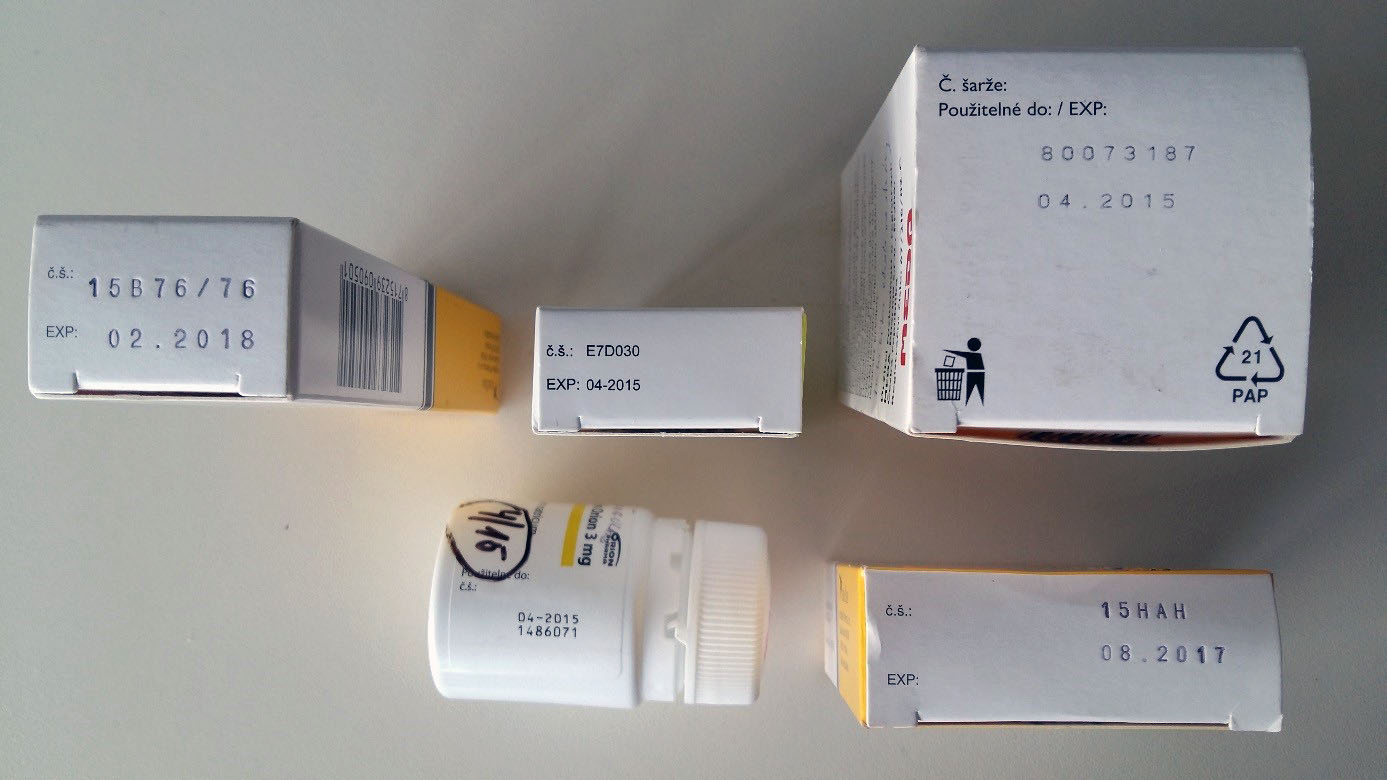 Ukázky označení léků (3 – expirace léků)