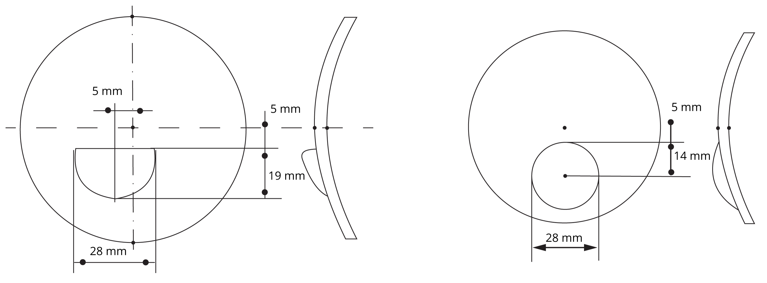 Different types of bifocal lenses – type D and O