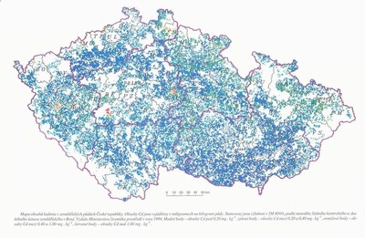 Obr. 48 Obsahy v zemědělských půdách ČR. Ročenka MŽP, 2007, podle SKZÚZ.