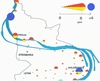 Obr. 47 Obsahy kadmia v půdách Prahy. 0–5 ppm, více nežli 5 ppm. Česká geologická služba, 1995.