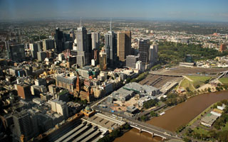 Pohled na centrum Melbourne