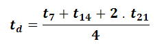 t_d = (t_7 + t_14 + 2 x t_21) / 4