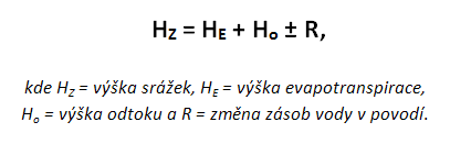 rovnice hydrologické bilance: H_Z = H_E + H_o +- R