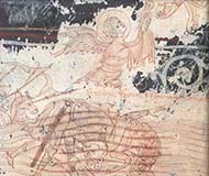 Císař Fridrich Barbarossa utonul a anděl nese jeho duši Pánu, 12. století