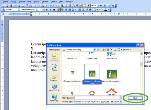 Obr. 4: MS Word 2003 – Vyhledání souboru