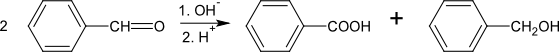 Cannizarova reakce, disproporcionace benzaldehydu 