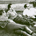 Zleva doprava: Jacques Monod, Peter Lengyel, Walter Gibert, Luigi Gorini na setkání v Cold Spring Harbor, 1966. 