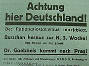 Agitační leták zvoucí na přednášku Goebbelse v Praze