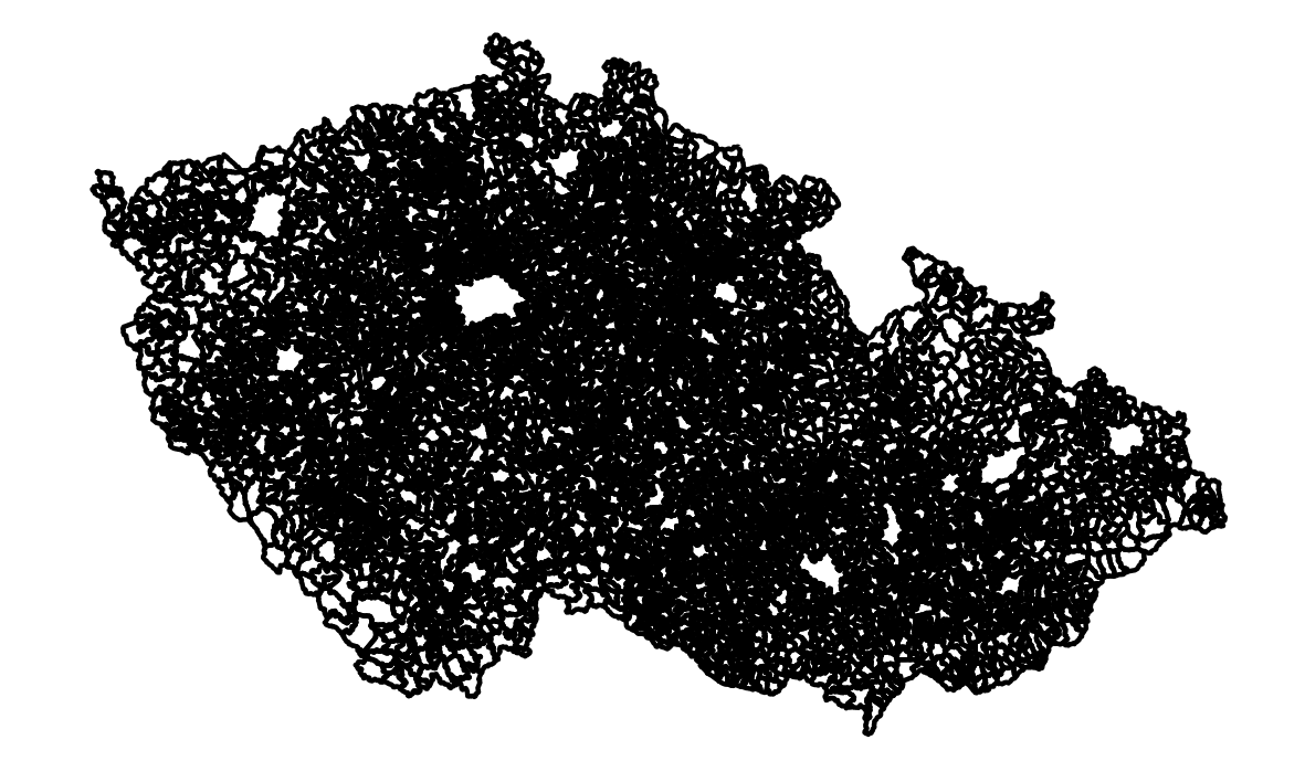 Mapa ČR s katastrálními územími obcí