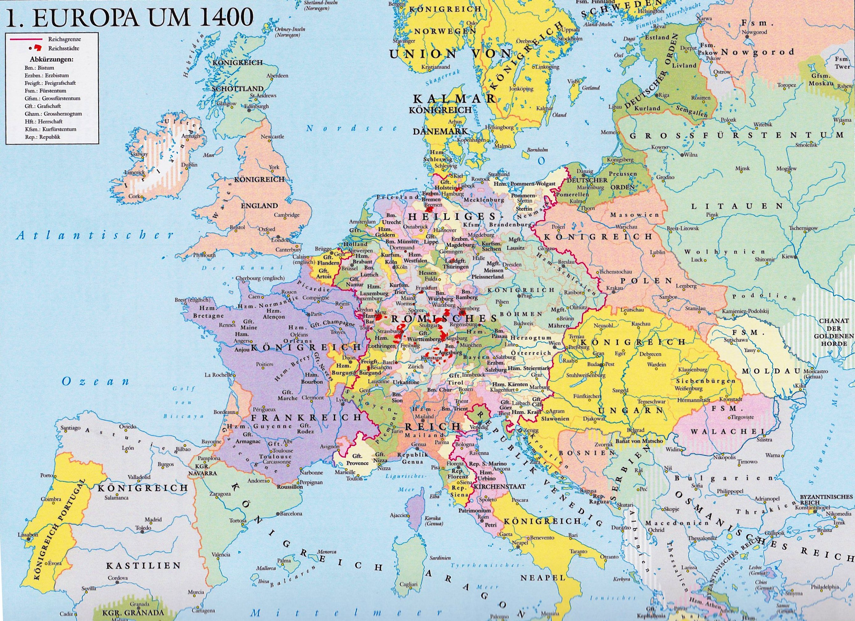 Карта европы 15 век. Карта Европы 1400 года. Политическая карта Европы 1400 год. Карта Европы 17 века со странами крупно на русском.
