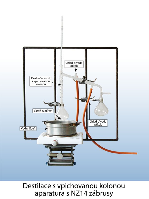 Destilace s vpichovanou kolonou – aparatura s NZ14 zábrusy