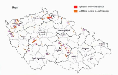 Obr. 101 Ložiska uranu v ČR. Stav v r. 2007. Ročenka Geogondu, 2007