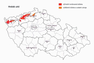 Obr. 80 Ložiska hnědého uhlí v ČR. Stav v r. 2007. Ročenka Geofondu, 2007