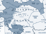 Eine Karte, die die Aufteilung Österreich-Ungarns nach dem Ersten Weltkrieg zeigt