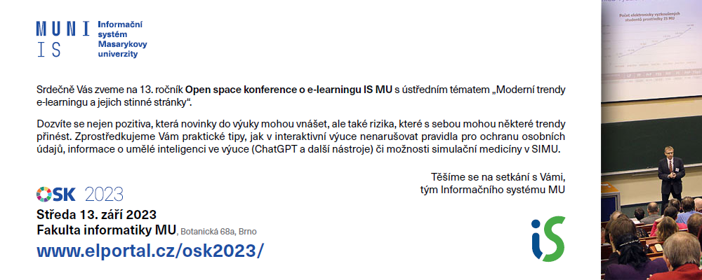 Open space konference o e-learningu IS MU 2023